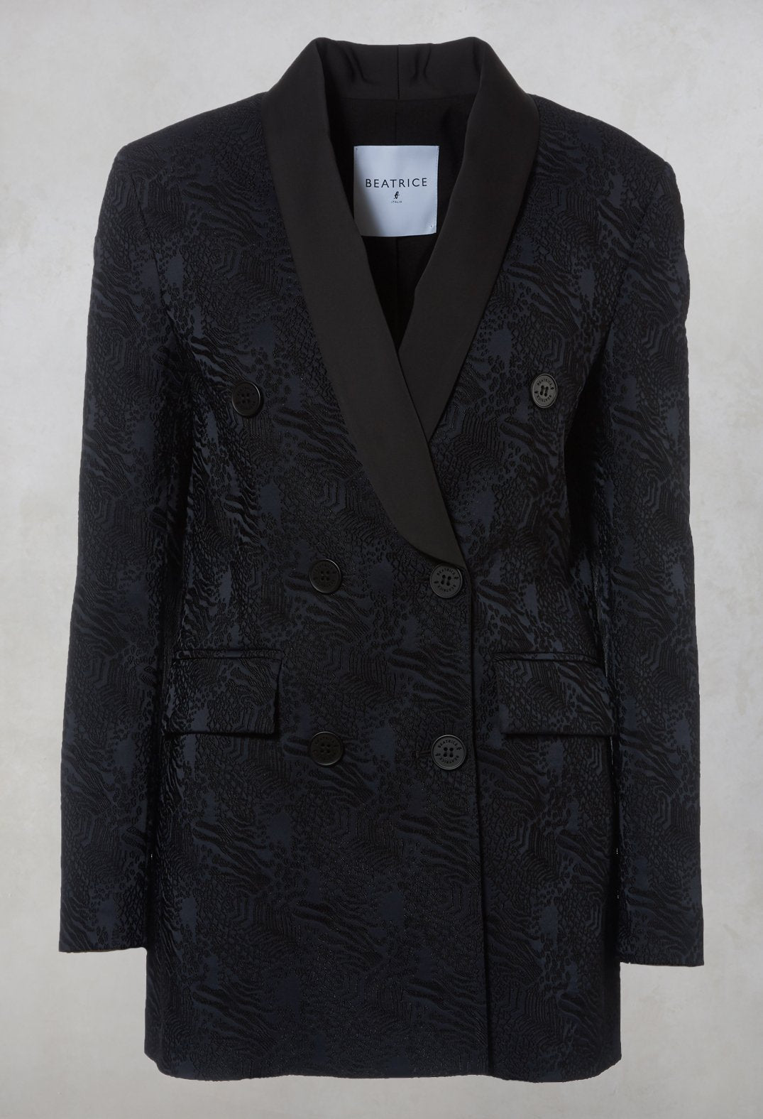 Jacquard Double Breasted Jacket in Navy