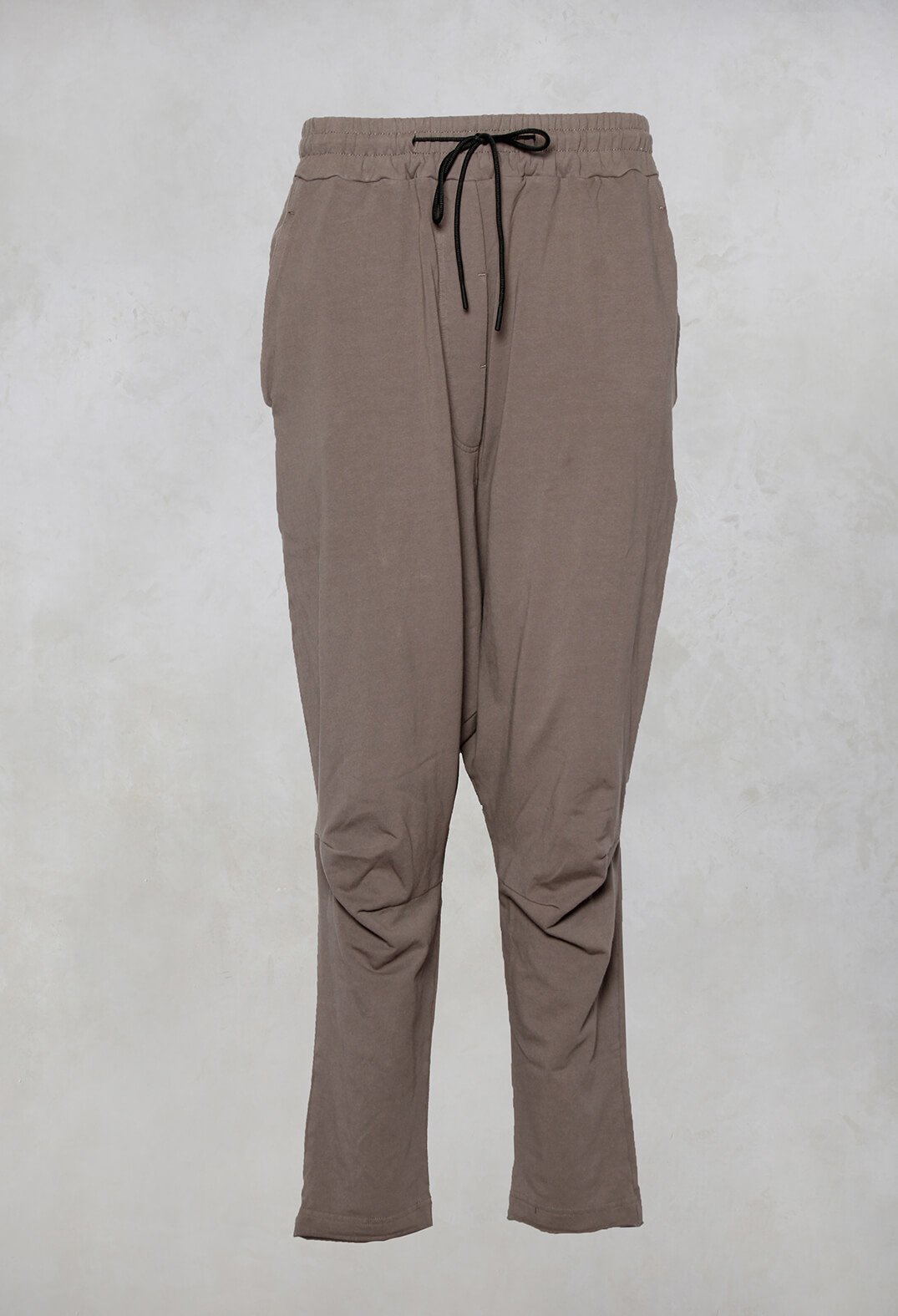 Jersey Drawstring Trousers in Taupe