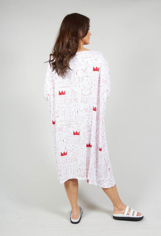 Jersey Dress with White and Red Print