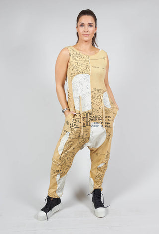 Jersey Drop Crotch Jumpsuit in Corn Print