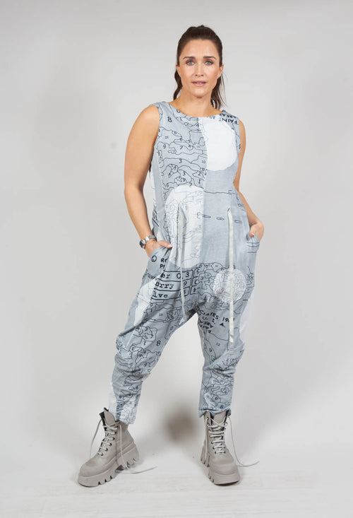 Jersey Drop Crotch Jumpsuit in Ice Print