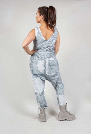 Jersey Drop Crotch Jumpsuit in Ice Print