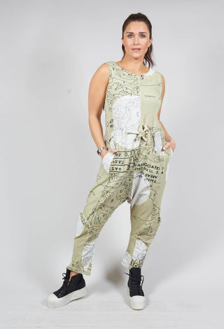 Jersey Drop Crotch Jumpsuit in Pearl Print