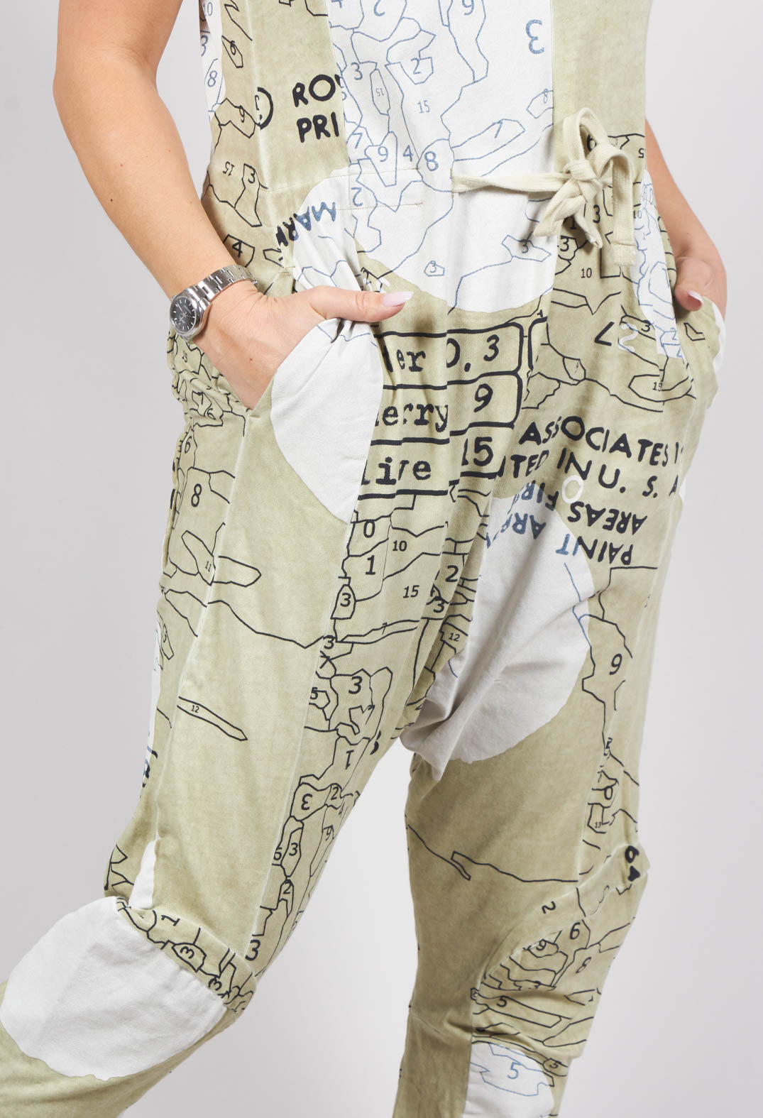 Jersey Drop Crotch Jumpsuit in Pearl Print