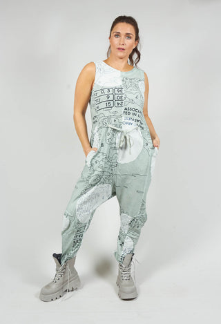 Jersey Drop Crotch Jumpsuit in Sky Print