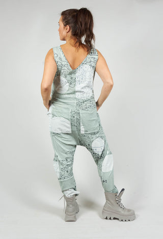 Jersey Drop Crotch Jumpsuit in Sky Print