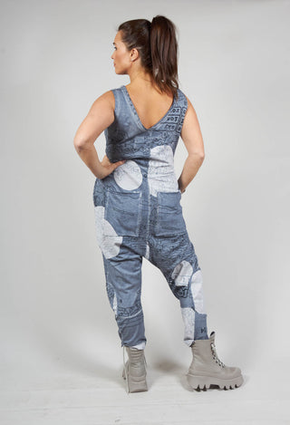Jersey Drop Crotch Jumpsuit in Water Print