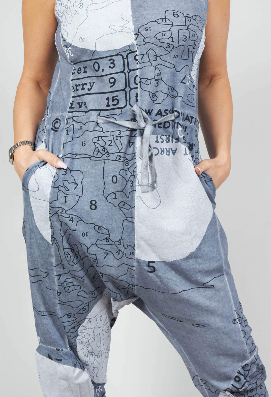 Jersey Drop Crotch Jumpsuit in Water Print