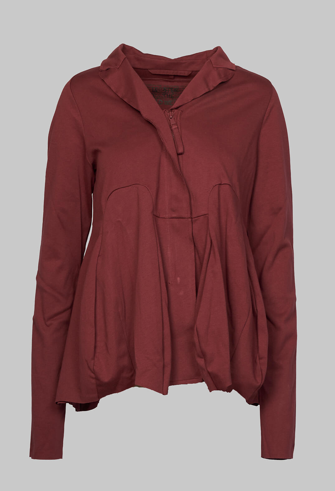 Jersey Jacket with Tulip Hem in Wine