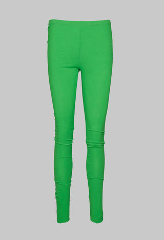 ladies green jersey leggings with patch detail