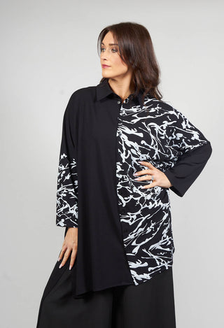 Jersey Shirt Dress in Black and White