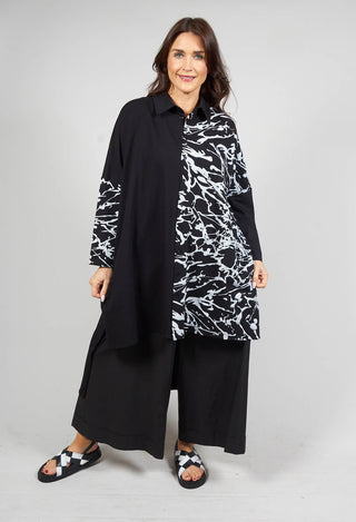 Jersey Shirt Dress in Black and White