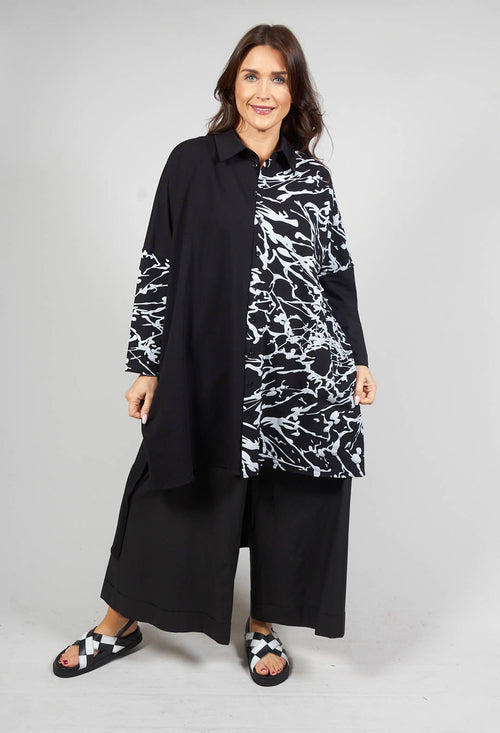 Jersey Shirt Dress in Black and White