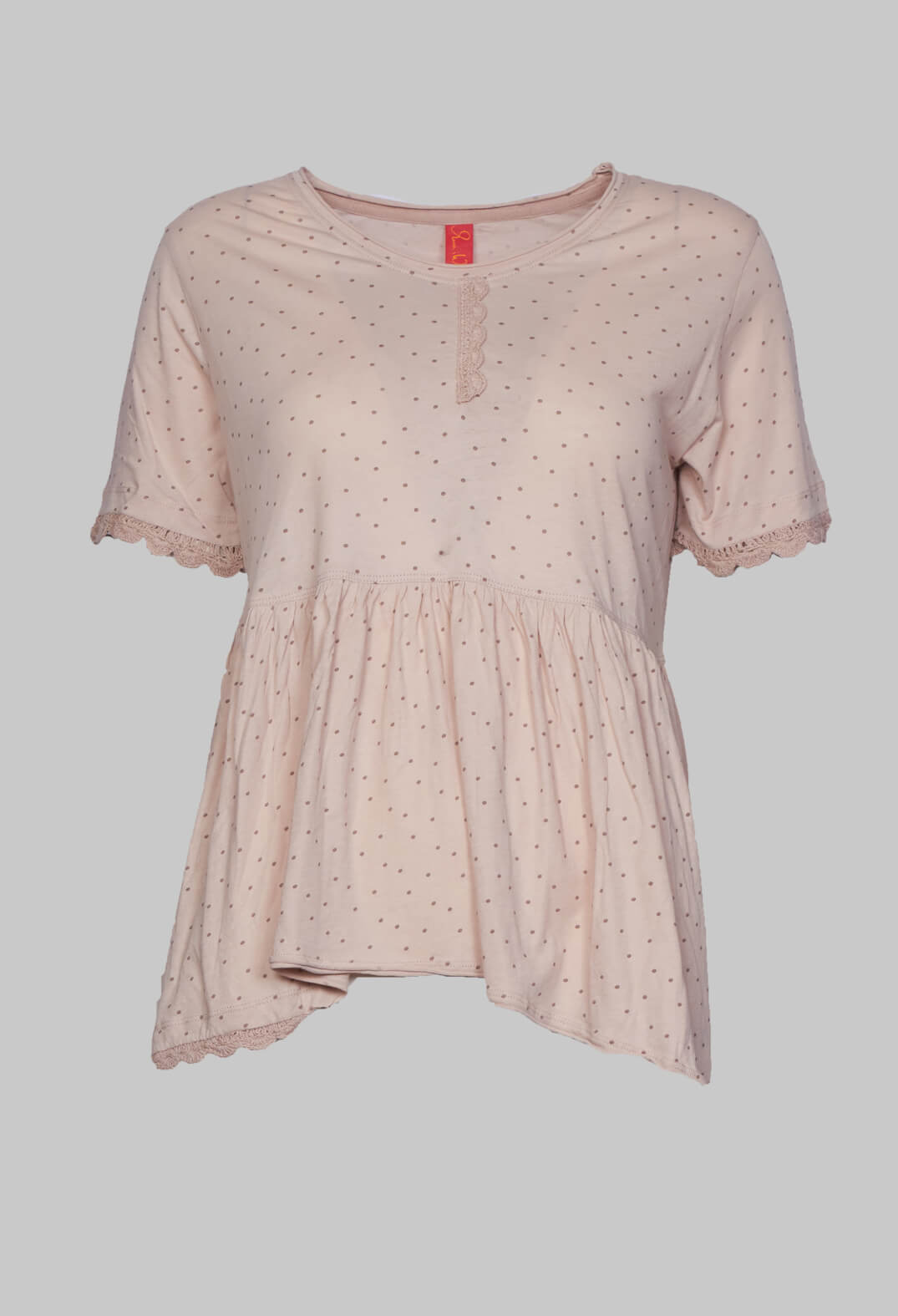 Jersey Top with Flared Hemline in Dots
