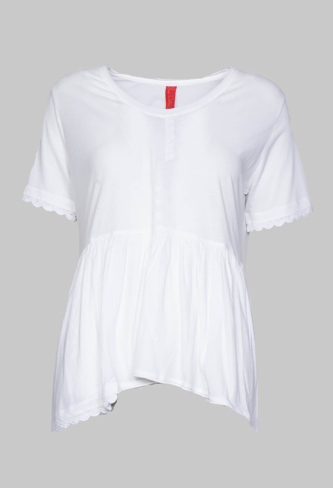 Jersey Top with Flared Hemline in White