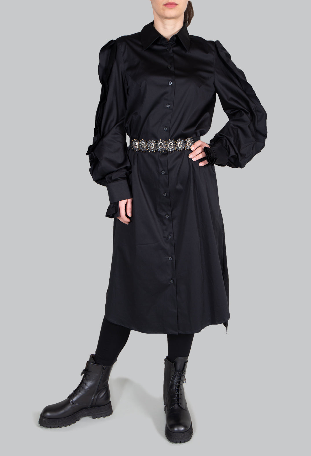 Elea Shirt Dress in Black