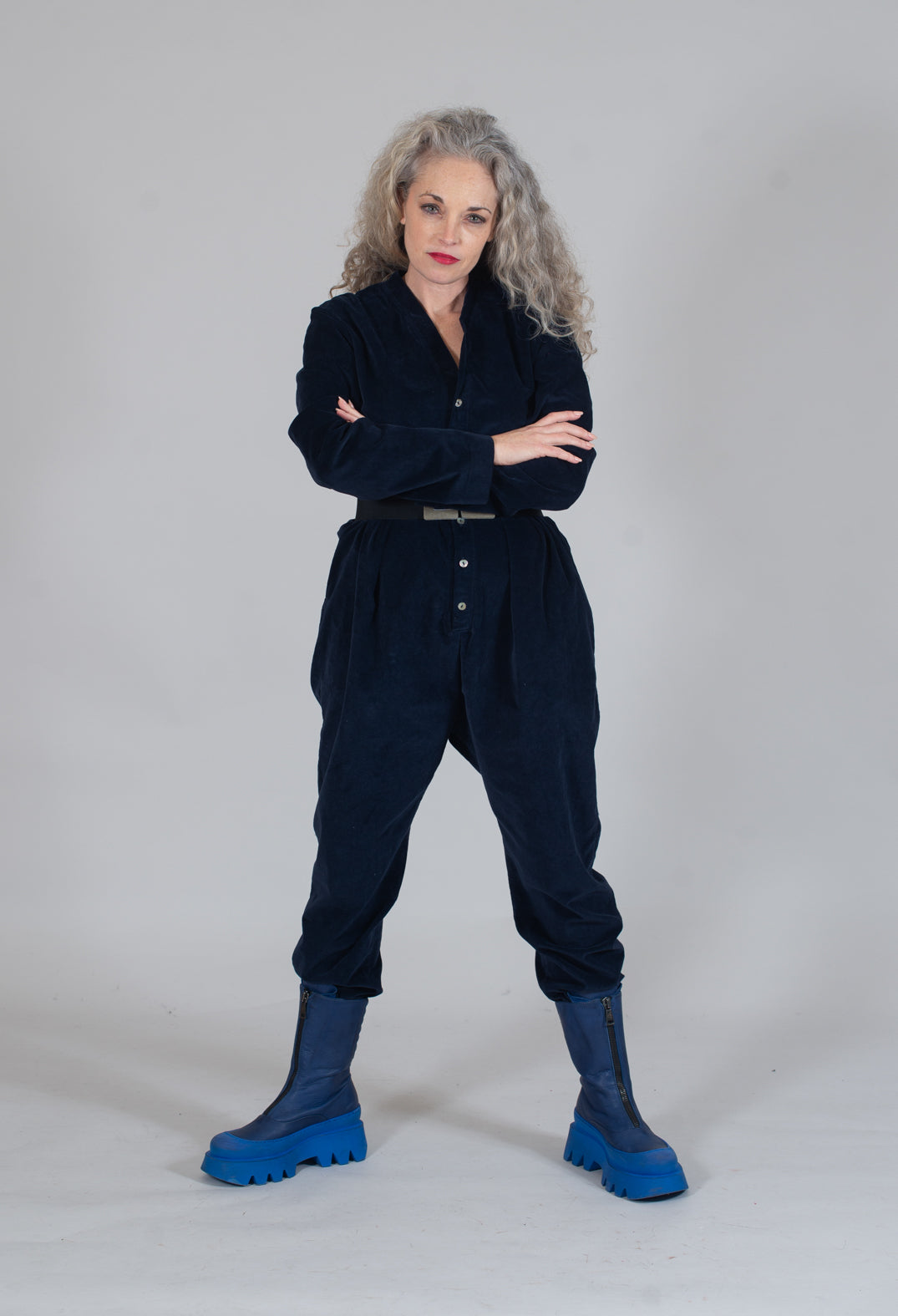 Velvet Jumpsuit in Navy