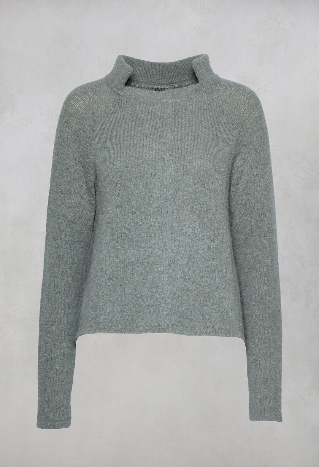 Knit Jumper with Cut Out Collar in Grey