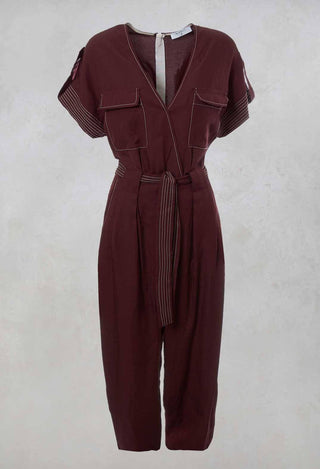 lovely Beatrice B burgundy jumpsuit with waist tie belt