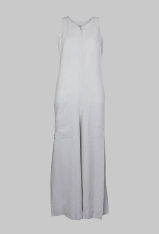 Jumpsuit with Front Zip Fastening in Light Grey