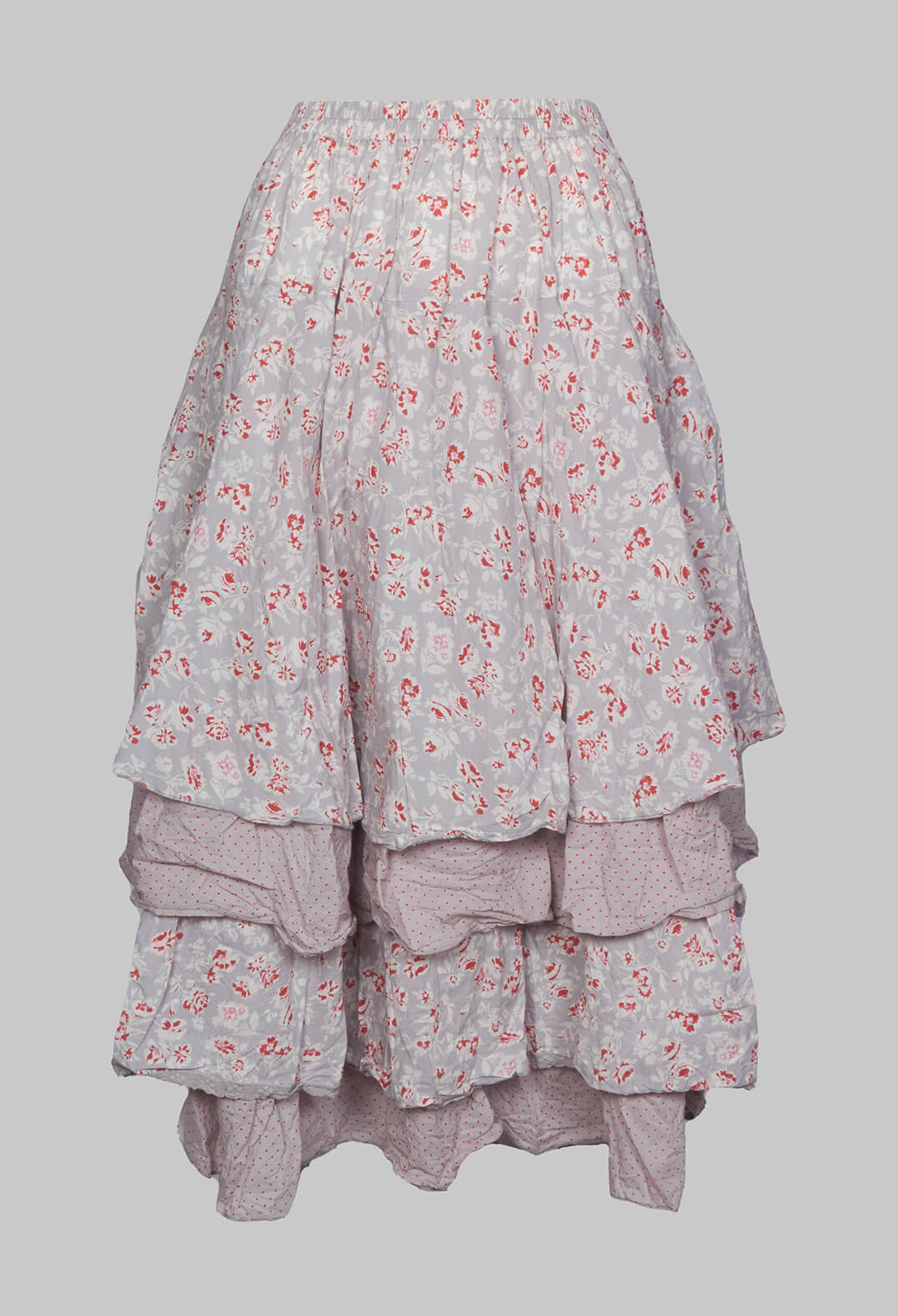 Jupon Tiered Skirt in Grey Floral