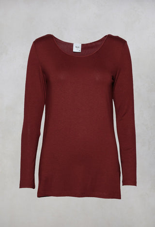 Jersey Top with Long Sleeves in Red