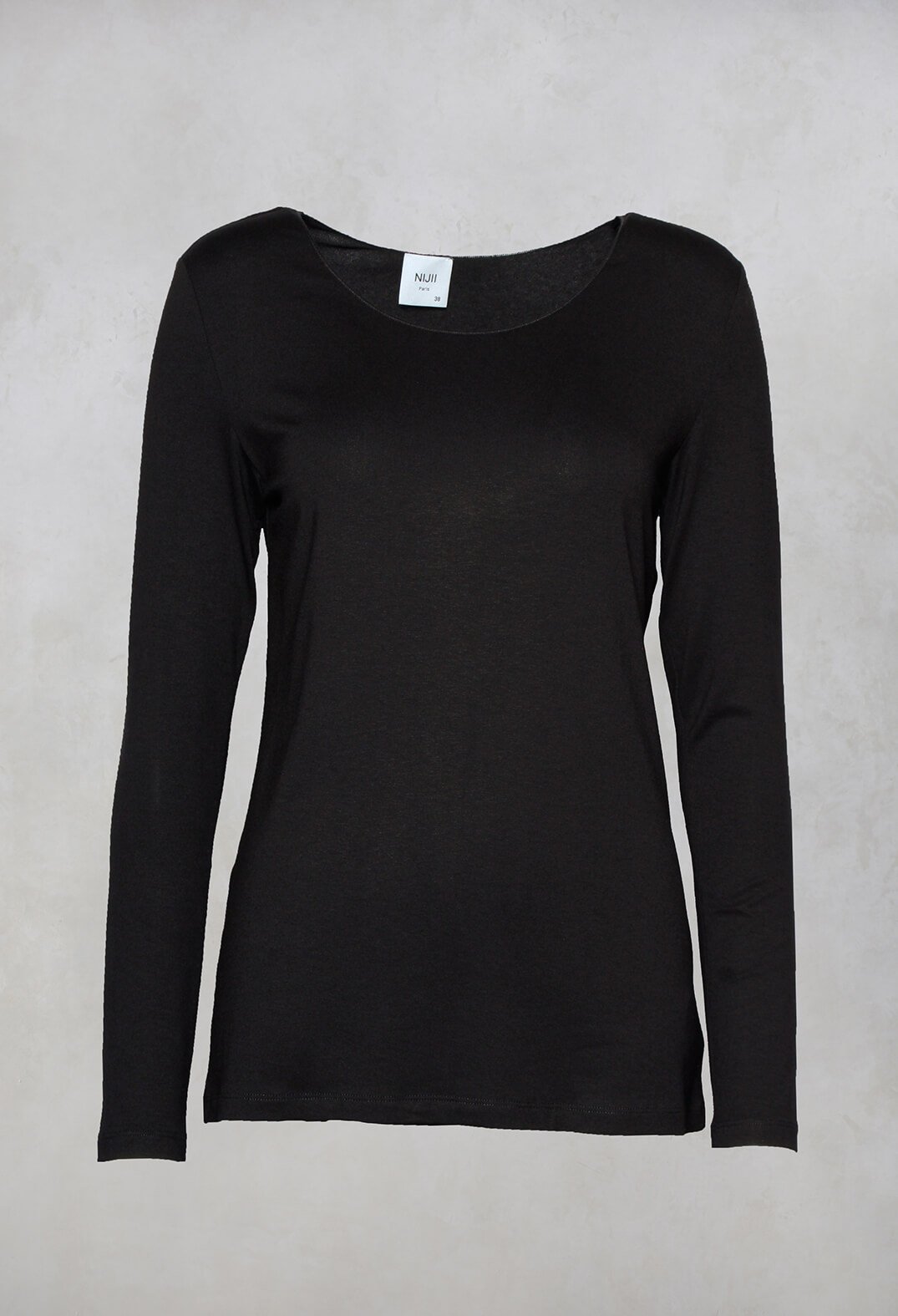 Jersey Top with Long Sleeves in Black