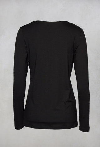 Jersey Top with Long Sleeves in Black