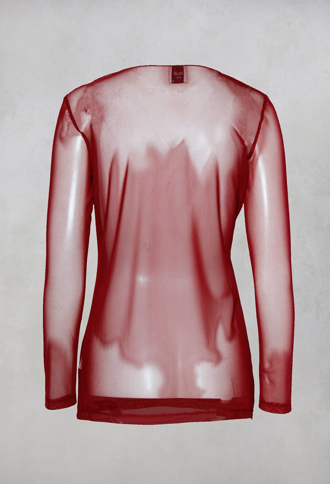 Sheer Jersey Top with Long Sleeves in Red