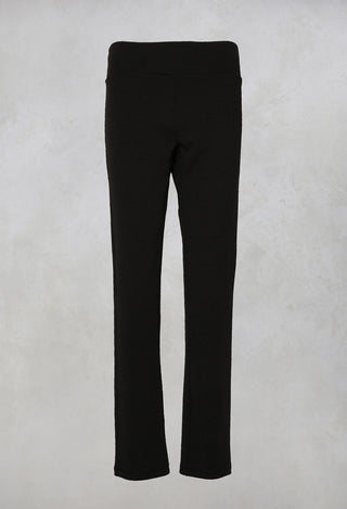 Pull On Trousers with Wide Waistband in Black