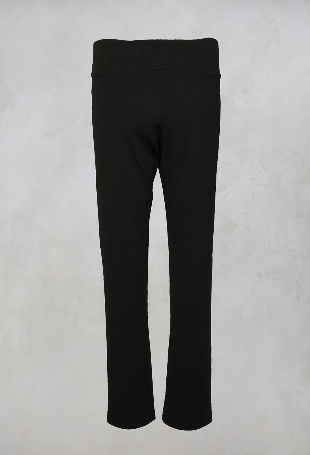 Pull On Trousers with Wide Waistband in Black