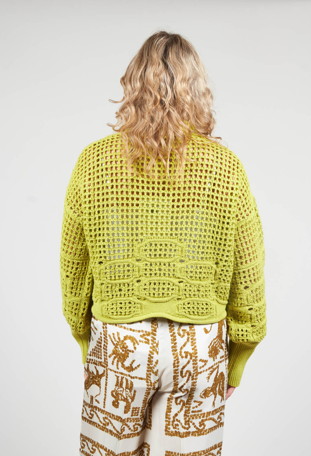 Beatrice B knitted polo top in lime