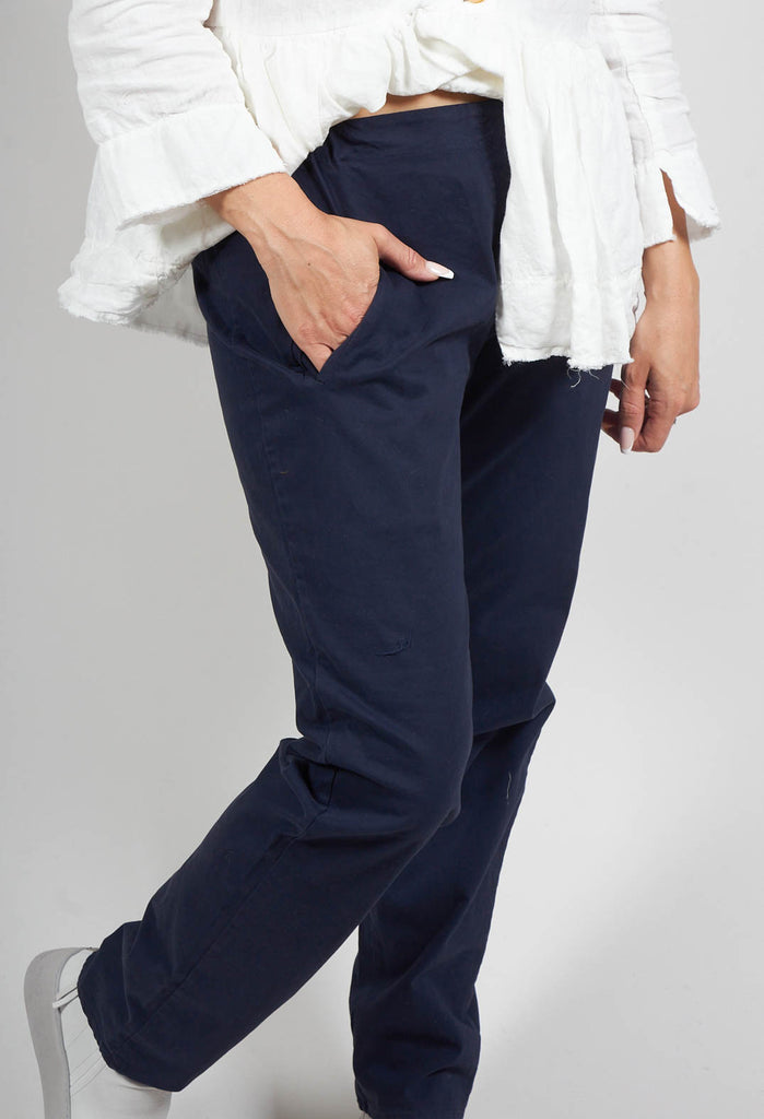 Polly Pants with Elasticated Waistband in Navy