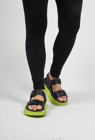 Buckle Fasten Sandals in Gasoline Nero