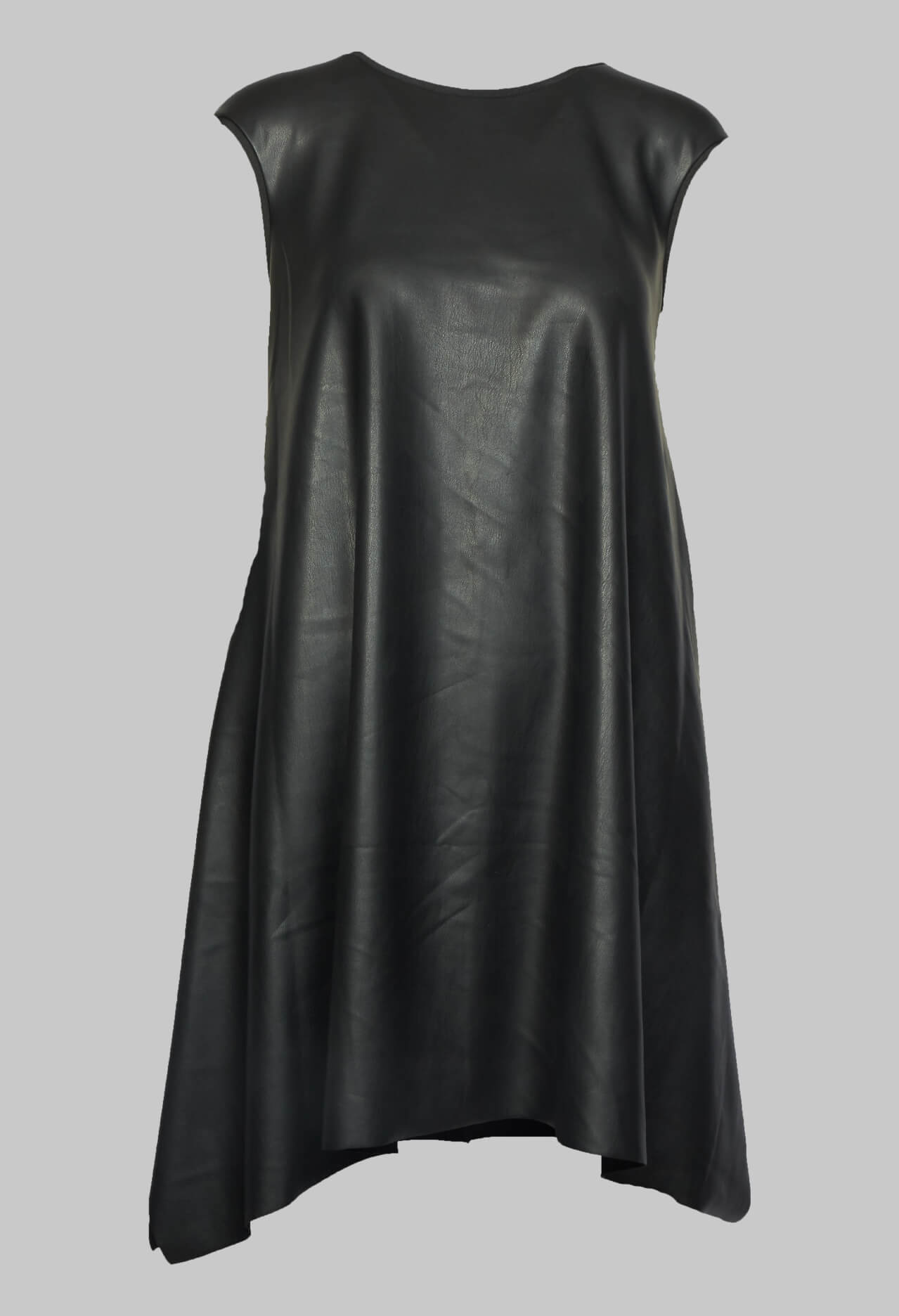 Leather Look A Line Dress in Black Olivia May