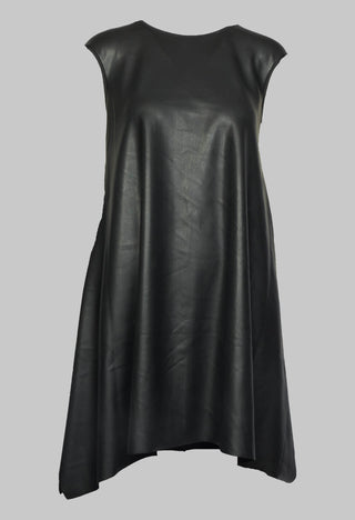 Leather Look A Line Dress in Black