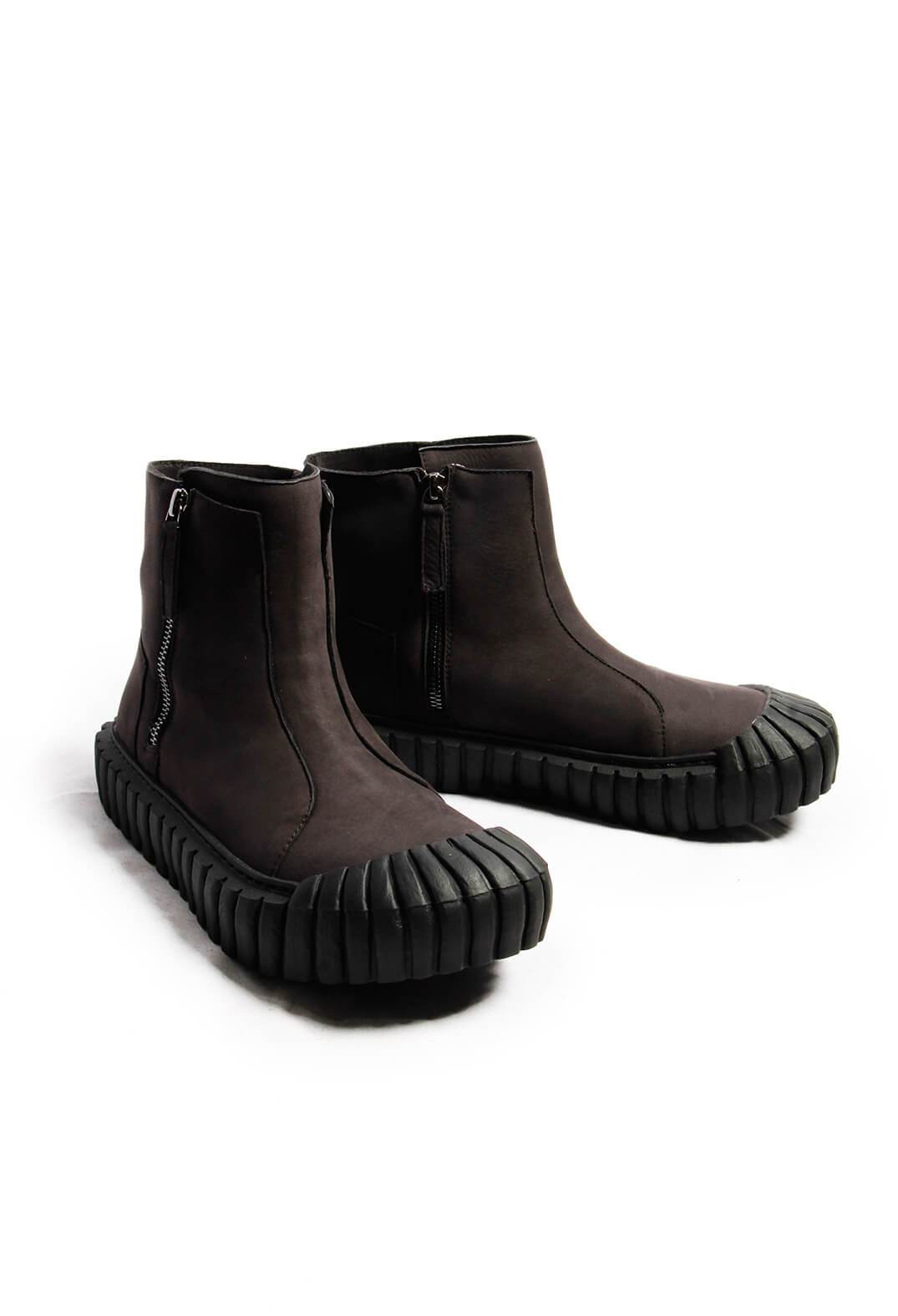 Leather Zip-up Ankle Boots in Travel Wood