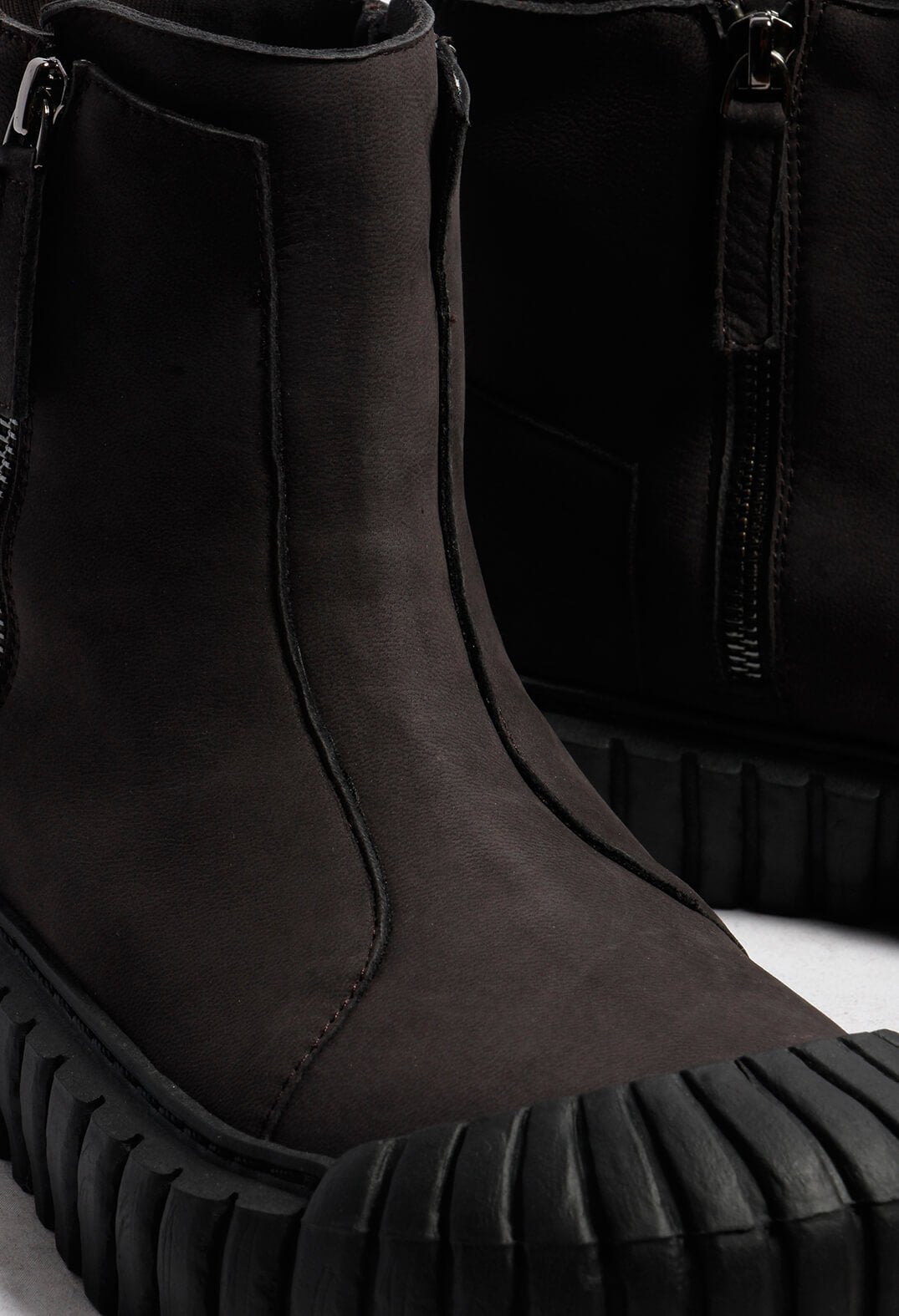 Leather Zip-up Ankle Boots in Travel Wood