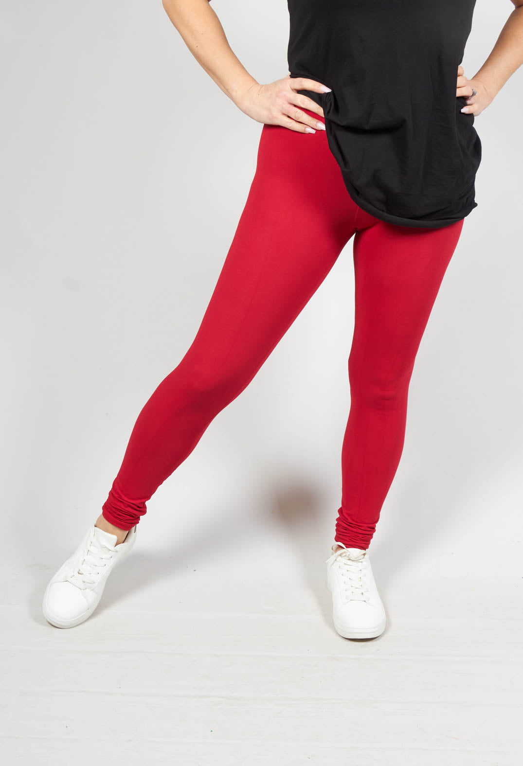 ladies red leggings with elasticated waist