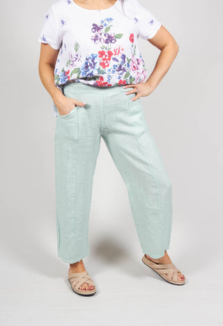 Linen Balloon Trousers in Aqua