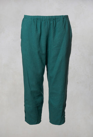 Linen Cropped Pants in Teal