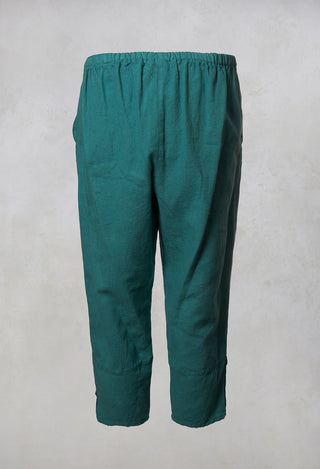 Linen Cropped Pants in Teal