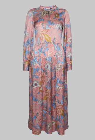 Long Dress with Puffed Sleeves in Native Taffy