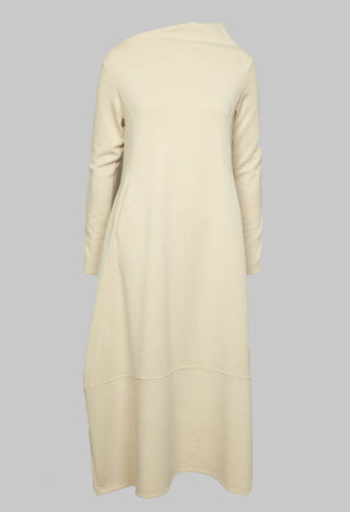 Long Sleeve Ballon Hem Dress in Off White