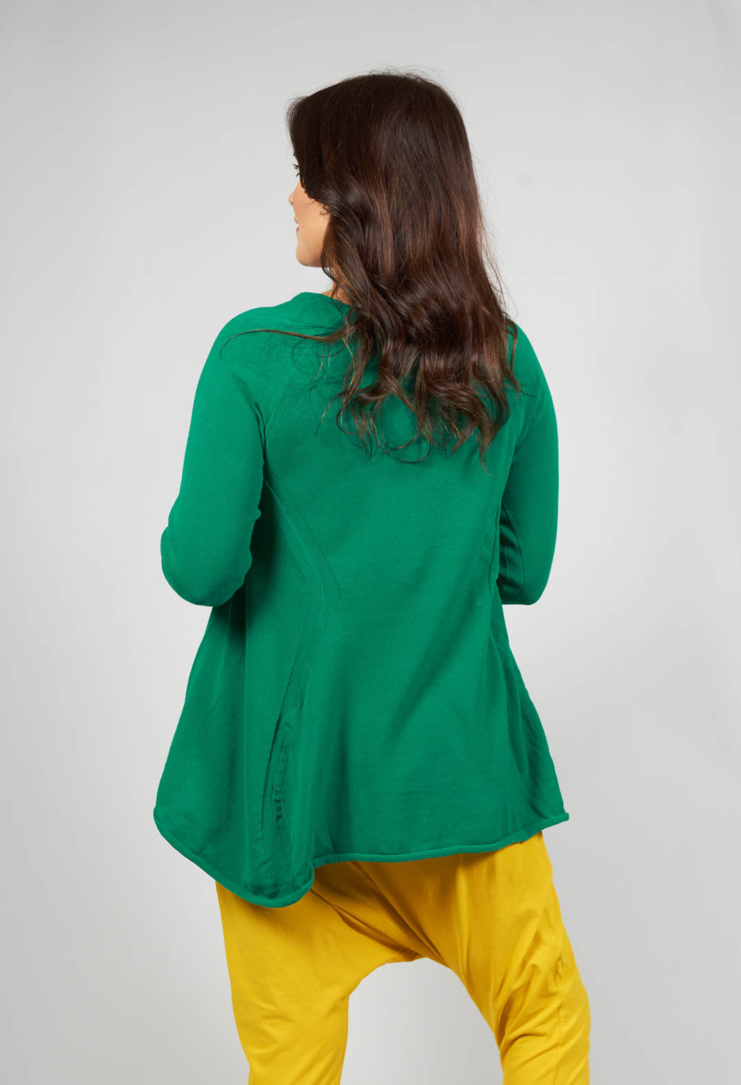 Long Sleeve Cotton Jersey Swing Top in Green
