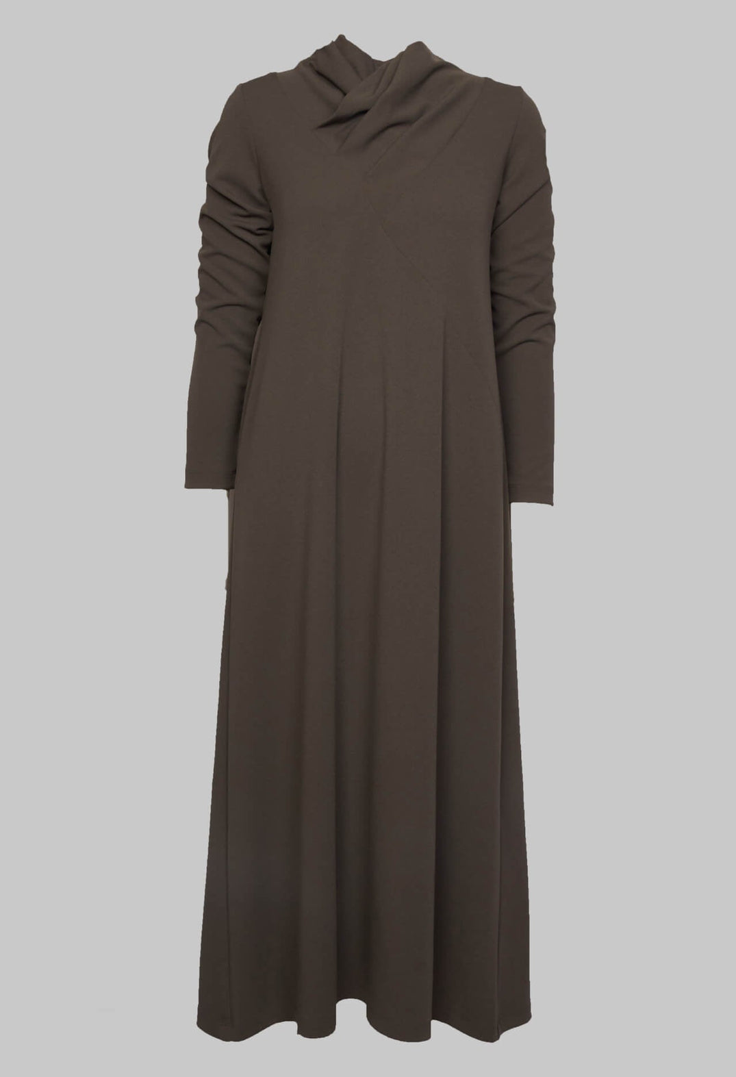 Long Sleeve Dress with Asymmetric Seam Detail in Grey