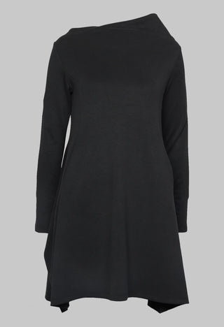 Long Sleeve Dress with Boat Neck in Black