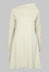 Long Sleeve Dress with Boat Neck in Off White
