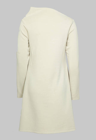Long Sleeve Dress with Boat Neck in Off White