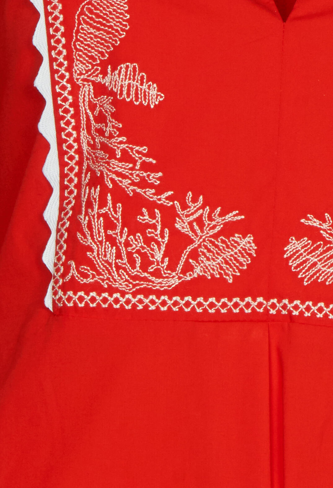embroidery on a red dress